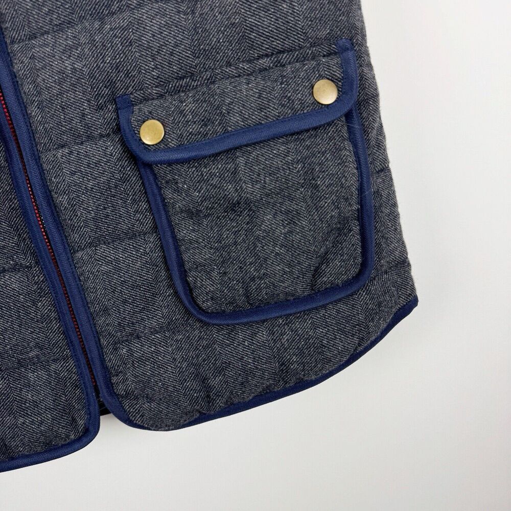 Boden Women's Blue Gray Wool Blend Zip Up Snap Pockets Quilted Vest Jacket - Picture 4 of 12